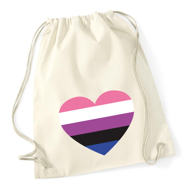Turnbeutel Genderfluid Pride Flagge LGBTQ Herz 12 Liter