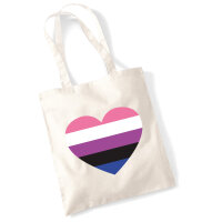 Jutebeutel Genderfluid Pride Flagge LGBTQ Herz 10 Liter