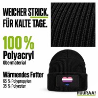 Beanie mit Patch Genderfluid Pride Flagge LGBTQ Herz Black
