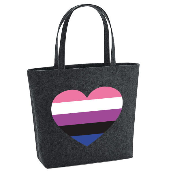 Filz Shopper Genderfluid Pride Flagge LGBTQ Herz 22 Liter