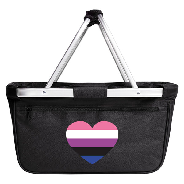 Einkaufskorb faltbar Genderfluid Pride Flagge LGBTQ Herz 20 Liter Black