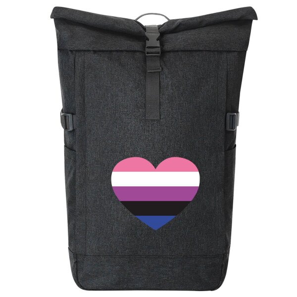Kurierrucksack Genderfluid Pride Flagge LGBTQ Herz 30-44 Liter Black Melange