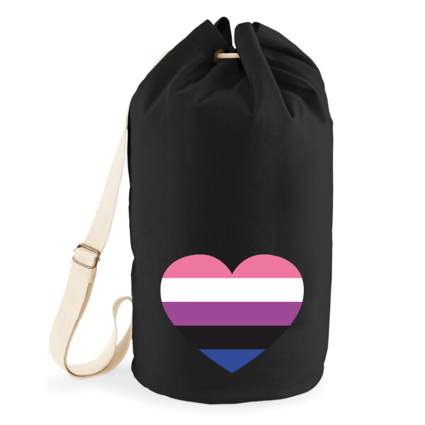 Seesack Genderfluid Pride Flagge LGBTQ Herz 20 Liter Black