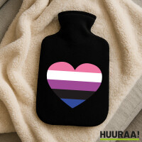 Wärmflasche Genderfluid Pride Flagge LGBTQ Herz