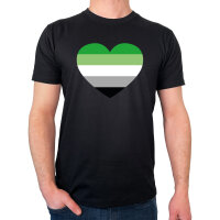 Herren T-Shirt Aromantische Pride Flagge LGBTQ Herz