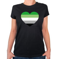 Damen T-Shirt Aromantische Pride Flagge LGBTQ Herz