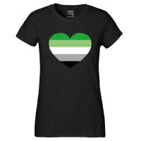 Damen T-Shirt Aromantische Pride Flagge LGBTQ Herz