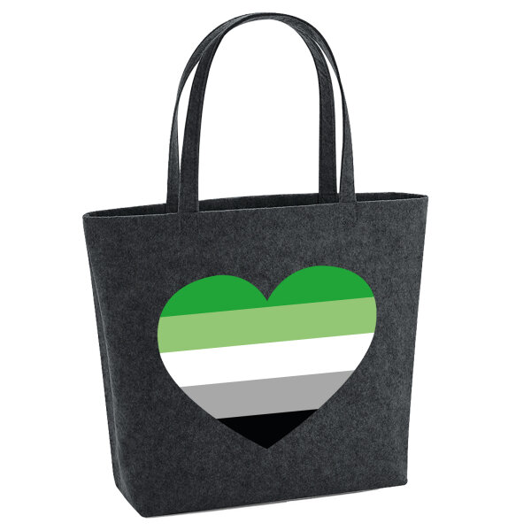 Filz Shopper Aromantische Pride Flagge LGBTQ Herz 22 Liter
