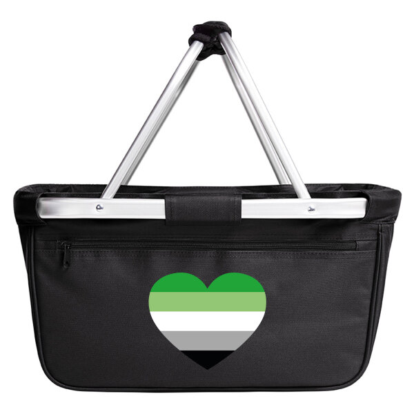 Einkaufskorb faltbar Aromantische Pride Flagge LGBTQ Herz 20 Liter Black