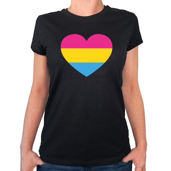 Damen T-Shirt Pansexuell Pride Flagge LGBTQ Herz