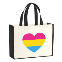 Jutetasche Pansexuell Pride Flagge LGBTQ Herz 21 Liter Black