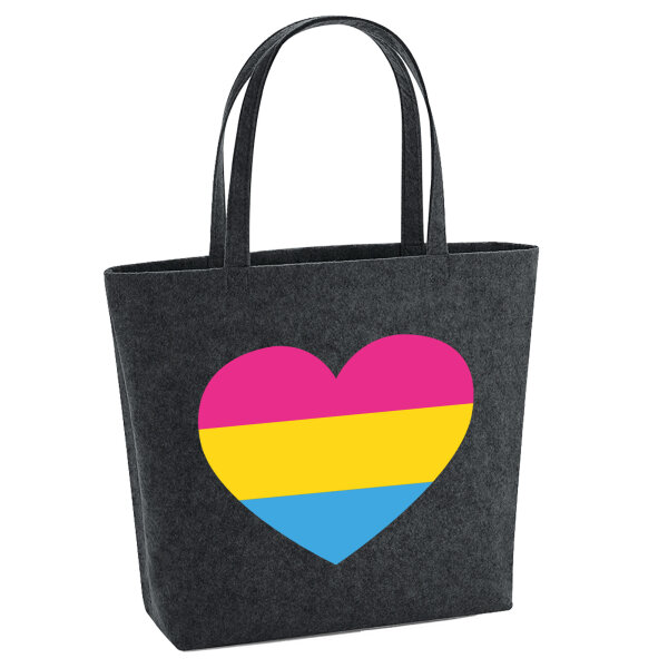 Filz Shopper Pansexuell Pride Flagge LGBTQ Herz 22 Liter