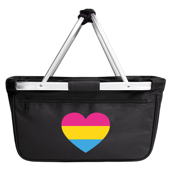 Einkaufskorb faltbar Pansexuell Pride Flagge LGBTQ Herz 20 Liter Black