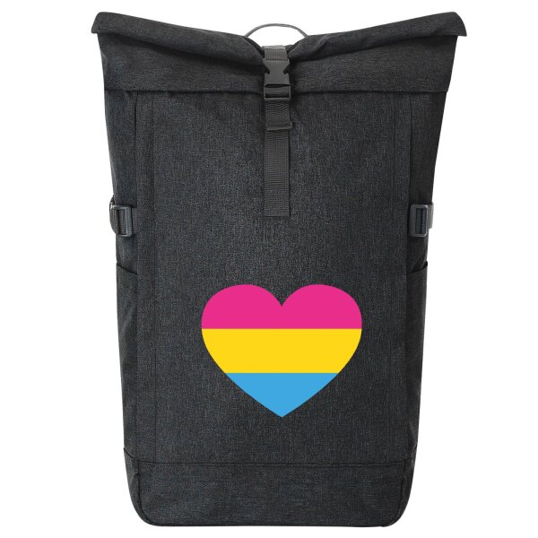 Kurierrucksack Pansexuell Pride Flagge LGBTQ Herz 30-44 Liter Black Melange