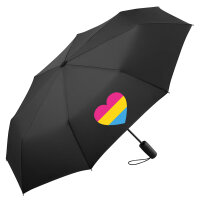 Regenschirm Pansexuell Pride Flagge LGBTQ Herz 98cm Schwarz