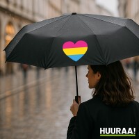 Regenschirm Pansexuell Pride Flagge LGBTQ Herz 98cm Schwarz