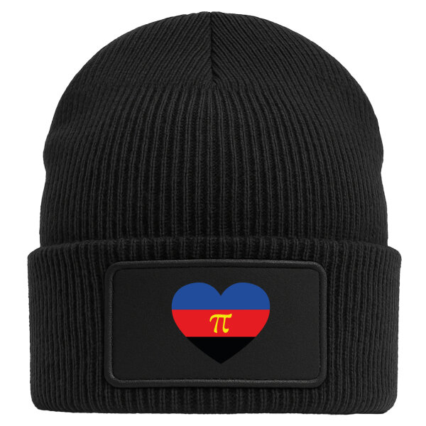 Beanie mit Patch Pi-Polyamorie Pride Flagge LGBTQ Herz Black