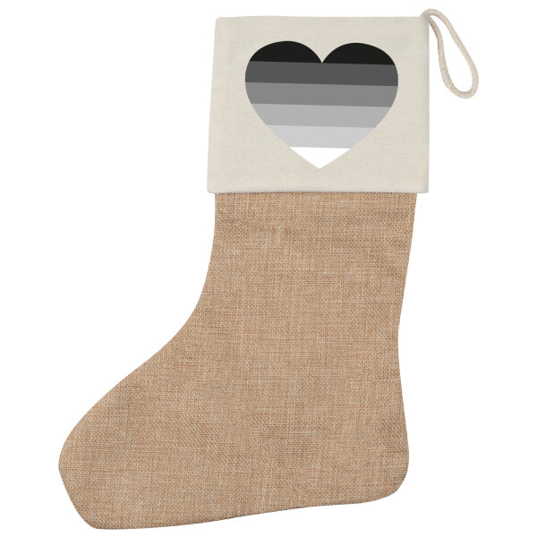 Weihnachtsstrumpf Heterosexuell Flagge LGBTQ Herz Beige Jute