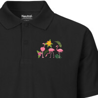 Herren Polo Shirt Flamingos Comic