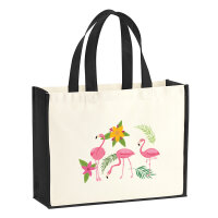 Jutetasche Flamingos Comic 21 Liter Black