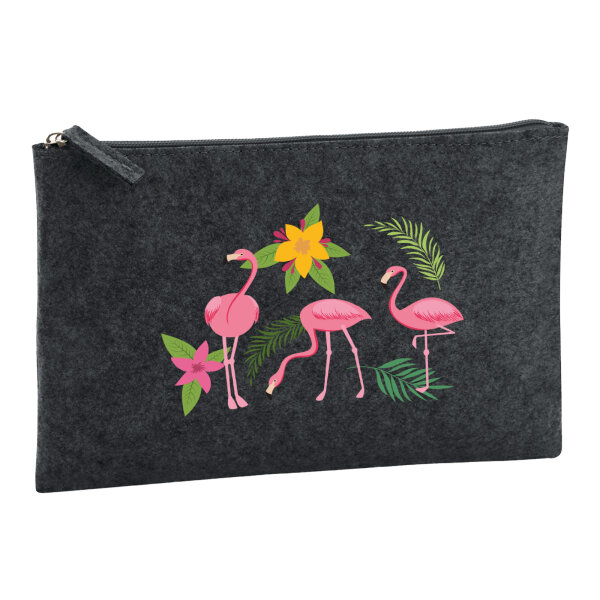 Kulturbeutel Flamingos Comic 1 Liter Charcoal