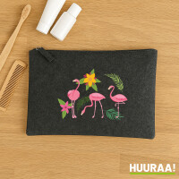 Kulturbeutel Flamingos Comic 1 Liter Charcoal