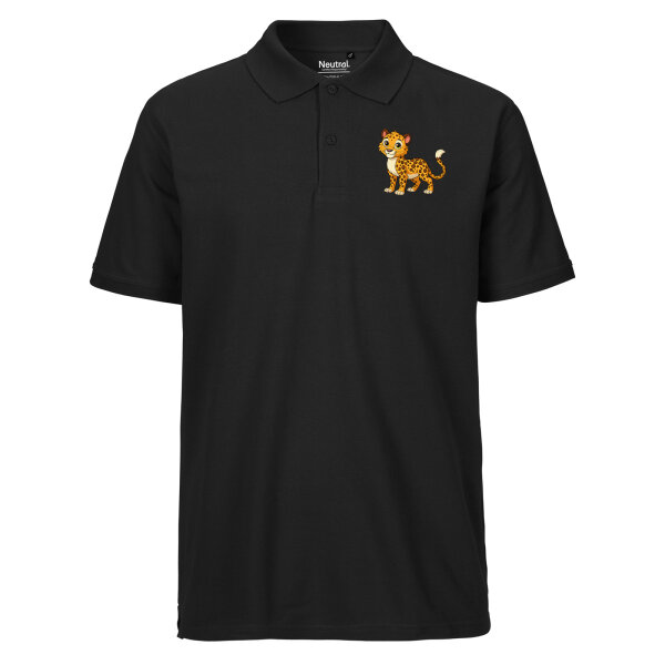 Herren Polo Shirt Leopard Comic