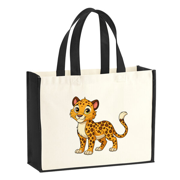Jutetasche Leopard Comic 21 Liter Black