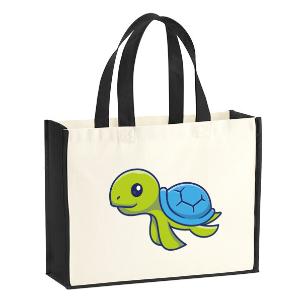Jutetasche Schildkröte Comic 21 Liter Black