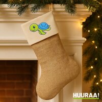 Weihnachtsstrumpf Schildkröte Comic Beige Jute