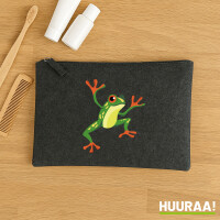 Kulturbeutel Frosch Comic 1 Liter Charcoal