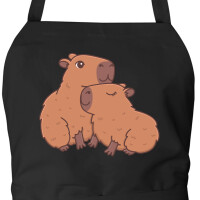 Schürze Capybara Paar Comic mit Taschen