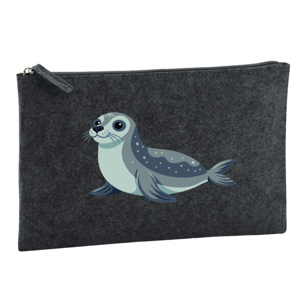 Kulturbeutel Seehund Comic 1 Liter Charcoal