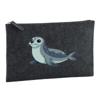 Kulturbeutel Seehund Comic 1 Liter Charcoal