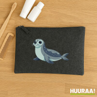 Kulturbeutel Seehund Comic 1 Liter Charcoal