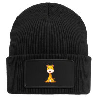 Beanie mit Patch Giraffe Comic Black