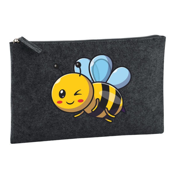 Kulturbeutel Biene Comic 1 Liter Charcoal