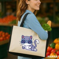 Jutetasche Cool Cat Comic 21 Liter Black
