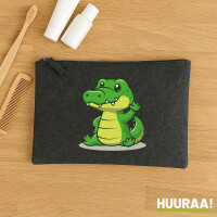 Kulturbeutel Krokodil Comic 1 Liter Charcoal