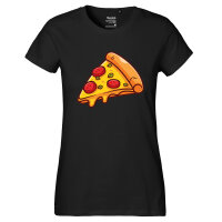 Damen T-Shirt Pizza Stück Comic