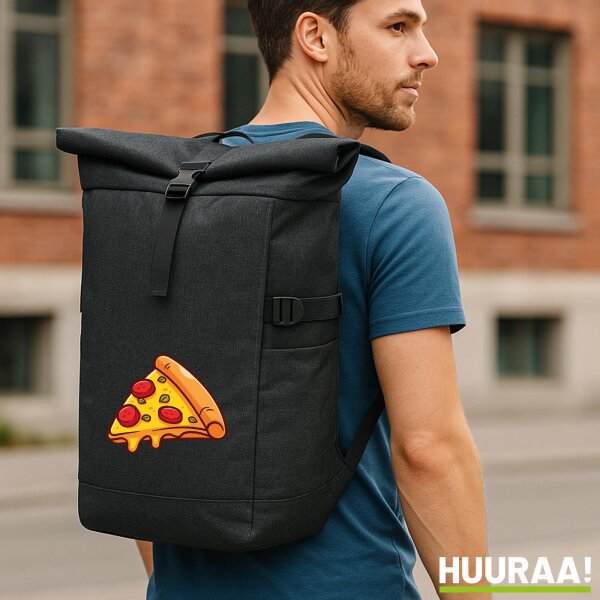 Kurierrucksack Pizza Stück Comic 30-44 Liter Black Melange