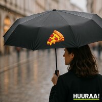 Regenschirm Pizza Stück Comic 98cm Schwarz