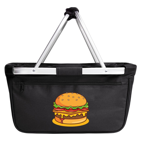 Einkaufskorb faltbar Burger Comic 20 Liter Black