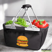 Einkaufskorb faltbar Burger Comic 20 Liter Black