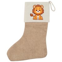 Weihnachtsstrumpf Löwe Comic Beige Jute