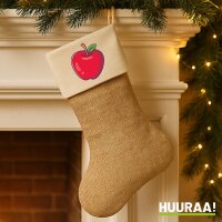 Weihnachtsstrumpf Apfel Comic Beige Jute