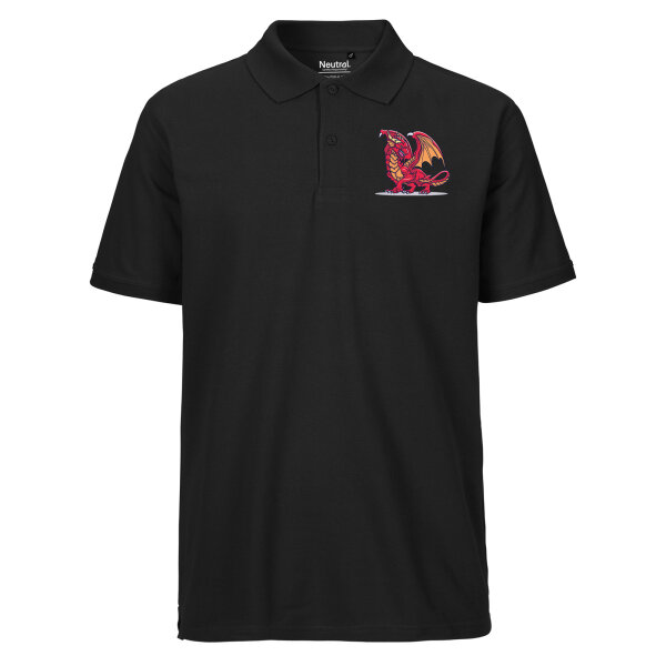 Herren Polo Shirt Drache Comic