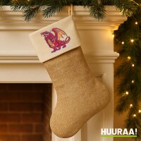 Weihnachtsstrumpf Drache Comic Beige Jute