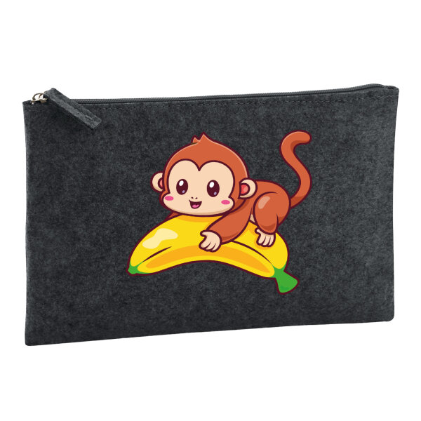 Kulturbeutel Süßer Affe Comic 1 Liter Charcoal