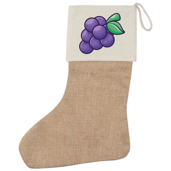 Weihnachtsstrumpf Traube Comic Beige Jute